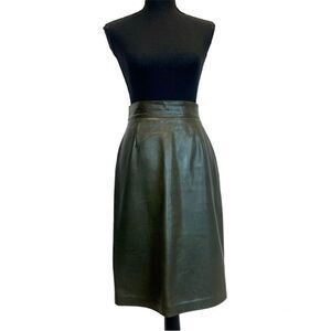 DANIER vintage dark forest green leather pencil skirt Sz 8